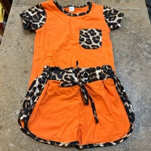 Orange and Leopard Print Kids Outfit